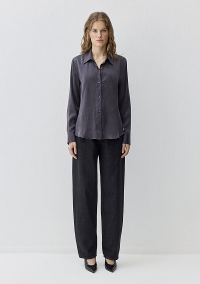 UZUN KOLLU DOKUMA GÖMLEK  Kömür