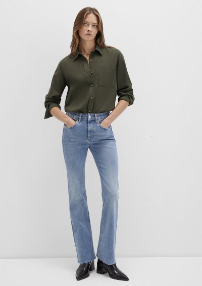 UZUN KOLLU DOKUMA GÖMLEK  Orman Yeşili