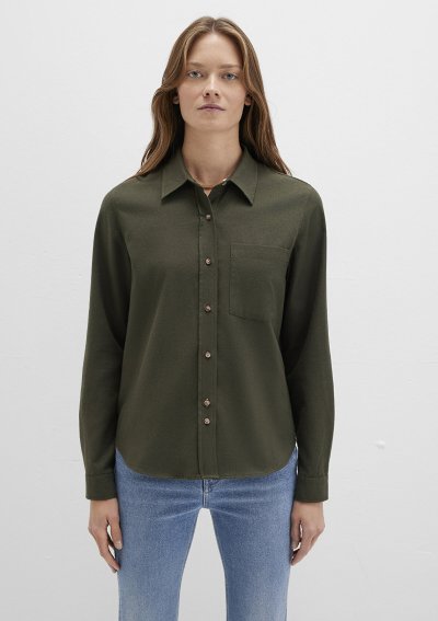 UZUN KOLLU DOKUMA GÖMLEK  Orman Yeşili