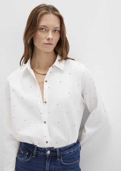 UZUN KOLLU DOKUMA GÖMLEK  White Micro Ca