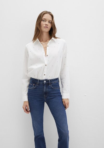 UZUN KOLLU DOKUMA GÖMLEK  White Micro Ca