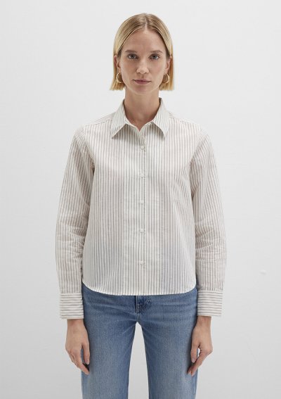 UZUN KOLLU DOKUMA GÖMLEK  Ecru Brown Str