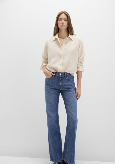 UZUN KOLLU DOKUMA GÖMLEK  Köpük Beyaz