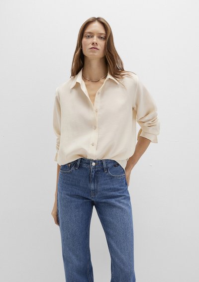 UZUN KOLLU DOKUMA GÖMLEK  Köpük Beyaz