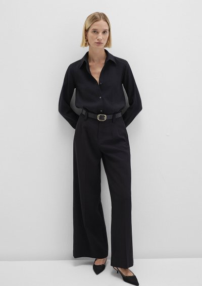 UZUN KOLLU DOKUMA GÖMLEK  Siyah