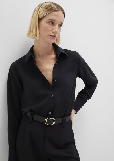 UZUN KOLLU DOKUMA GÖMLEK  Siyah