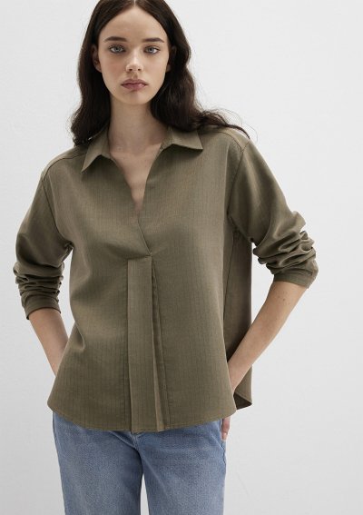 DOKUMA BLUZ Koyu Kahve