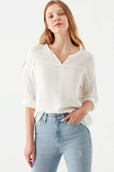 UZUN KOLLU BLUZ Kırık Beyaz