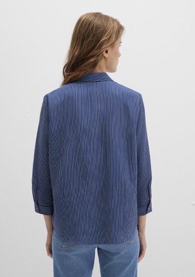 DÜĞME DETAYLI BLUZ Lacivert Çizgili
