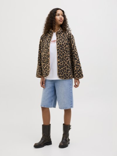 JXVera Leopar Desenli Peluş Ceket 12272583
