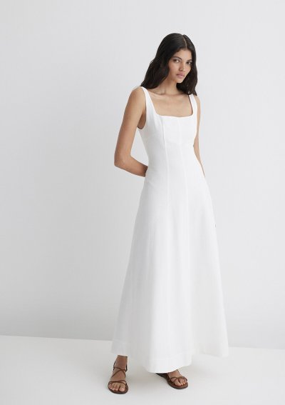 ASKILI DOKUMA ELBİSE Beyaz