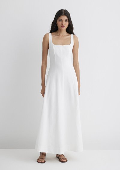 ASKILI DOKUMA ELBİSE Beyaz