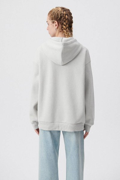 MAVİ LOGO KAPÜŞONLU SWEATSHIRT Açık Gri