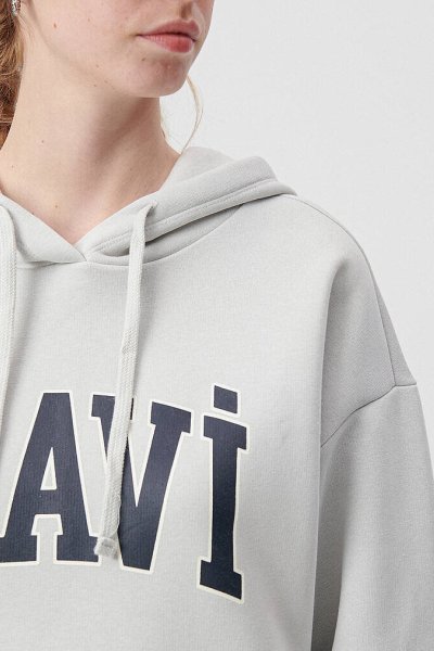MAVİ LOGO KAPÜŞONLU SWEATSHIRT Açık Gri