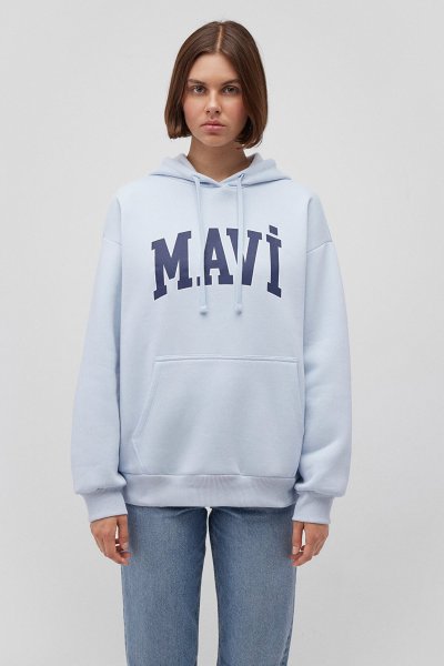 MAVİ LOGO KAPÜŞONLU SWEATSHIRT Uçuk Mavi