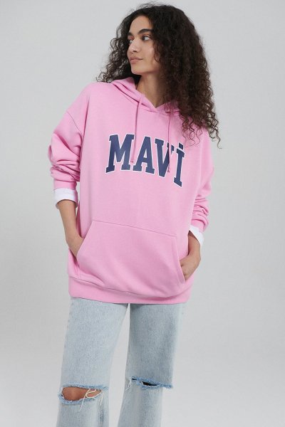 MAVİ LOGO KAPÜŞONLU SWEATSHIRT Açık Leyl