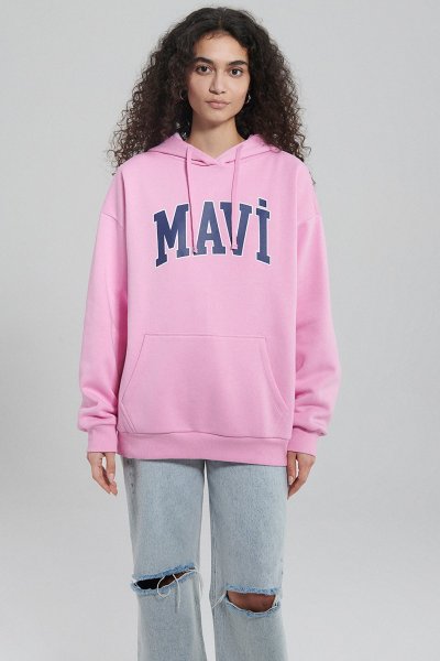 MAVİ LOGO KAPÜŞONLU SWEATSHIRT Açık Leyl