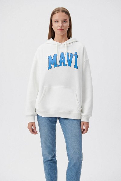 MAVİ LOGO KAPÜŞONLU SWEATSHIRT Kırık Bey