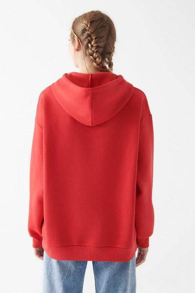 MAVİ LOGO KAPÜŞONLU SWEATSHIRT Acı Kırmı