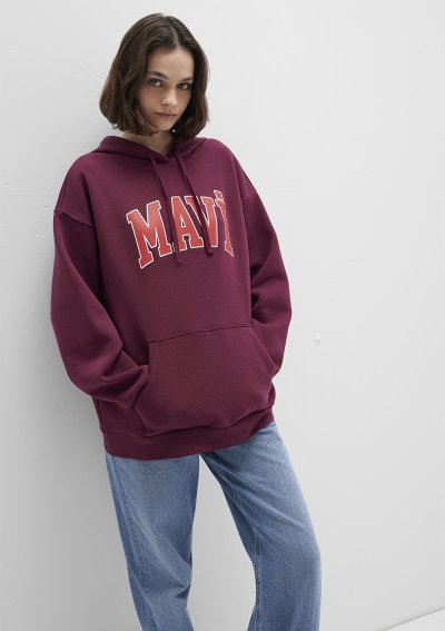 MAVİ LOGO KAPÜŞONLU SWEATSHIRT Maroon Ba