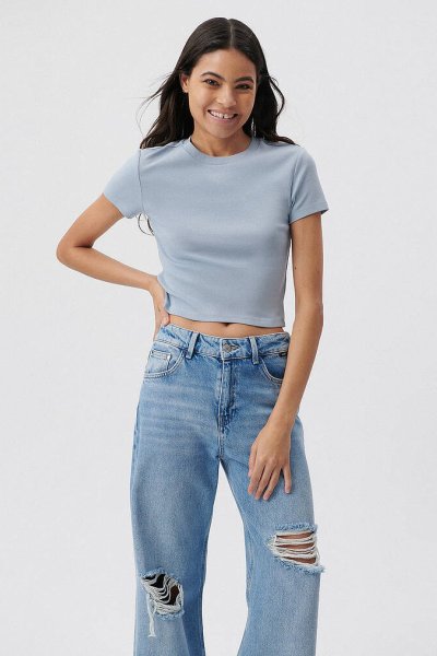 YUVARLAK YAKA BASIC TİŞÖRT Zen Mavisi