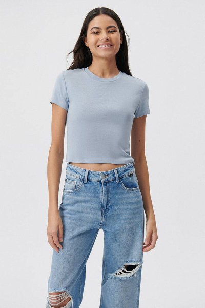 YUVARLAK YAKA BASIC TİŞÖRT Zen Mavisi