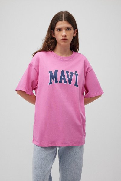 MAVİ BASKILI TİŞÖRT Tatlı Pembe