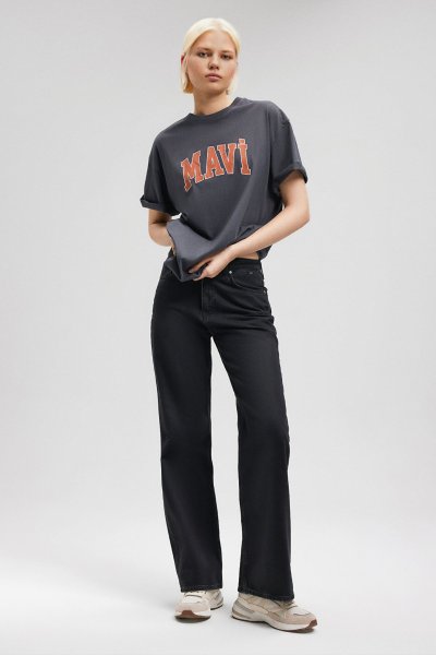 MAVİ BASKILI TİŞÖRT Koyu Antrasit