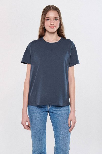 YUVARLAK YAKA TİŞÖRT Mürekkep Mavi