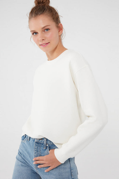 BİSİKLET YAKA SWEATSHIRT Kırık Beyaz