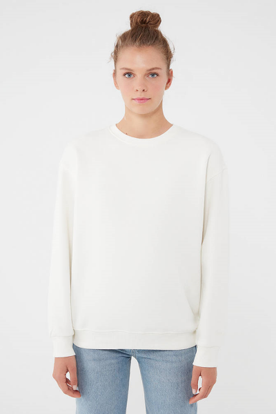 BİSİKLET YAKA SWEATSHIRT Kırık Beyaz