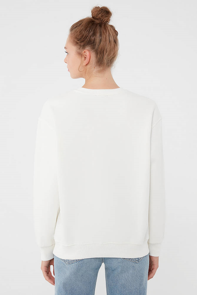 BİSİKLET YAKA SWEATSHIRT Kırık Beyaz