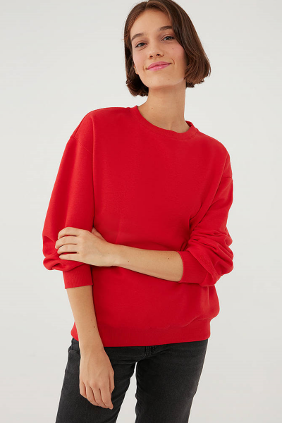 BİSİKLET YAKA SWEATSHIRT Parlak Kırmızı