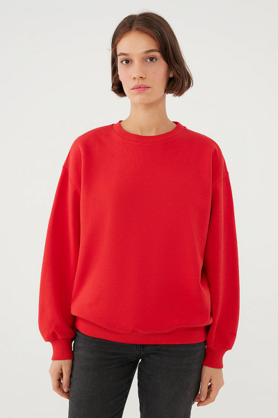 BİSİKLET YAKA SWEATSHIRT Parlak Kırmızı