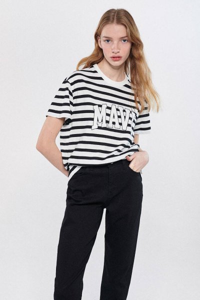 KISA KOLLU LOGO PENYE  Siyah Beyaz Çizgi