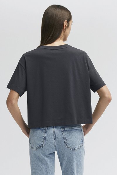 BİSİKLET YAKA TİŞÖRT Kömür