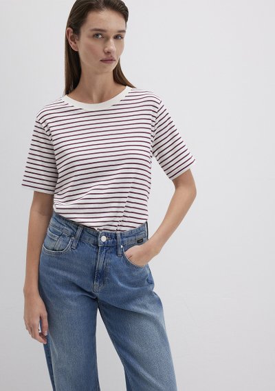 BİSİKLET YAKA TİŞÖRT  Grape Wine Stripe