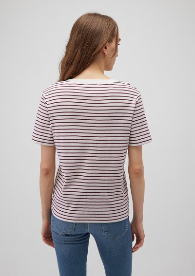 BİSİKLET YAKA TİŞÖRT  Grape Wine Stripe