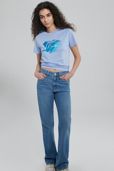 MAVI BASKILI  TIŞORT Lavender Lustre