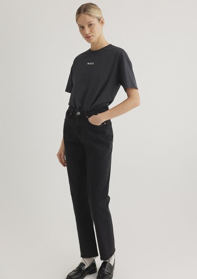 MAVI BASKILI TİŞÖRT Kömür