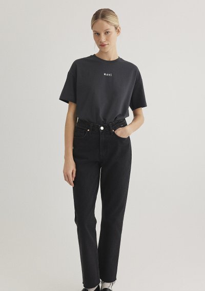 MAVI BASKILI TİŞÖRT Kömür