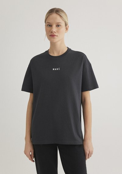 MAVI BASKILI TİŞÖRT Kömür