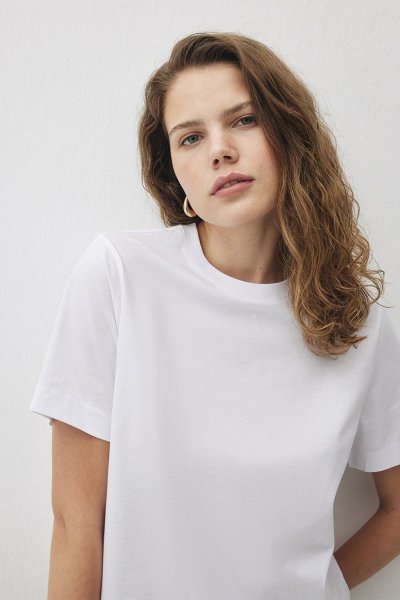 BISIKLET YAKA T-SHIRT Beyaz