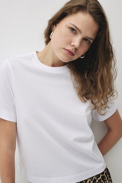 BISIKLET YAKA T-SHIRT Beyaz