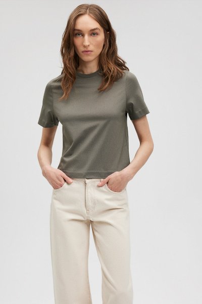 BISIKLET YAKA T-SHIRT Smokey Olive
