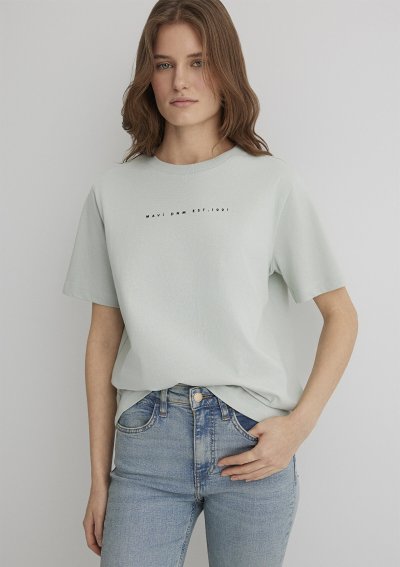 MAVİ BASKILI TİŞÖRT Sis Yeşil