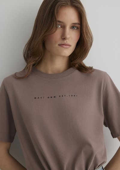 MAVİ BASKILI TİŞÖRT Deep Taupe