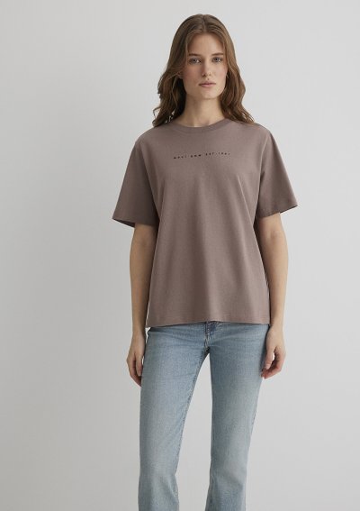 MAVİ BASKILI TİŞÖRT Deep Taupe