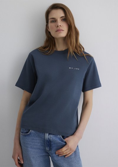 MV BASKILI TİŞÖRT Koyu Lacivert