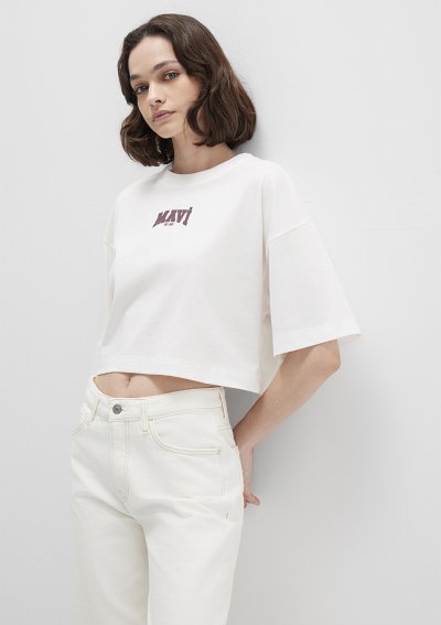 LOGO BASKILI T-SHIRT Kırık Beyaz